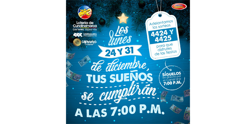 La Lotería de Cundinamarca adelanta sus sorteos el 24 y 31 de diciembre