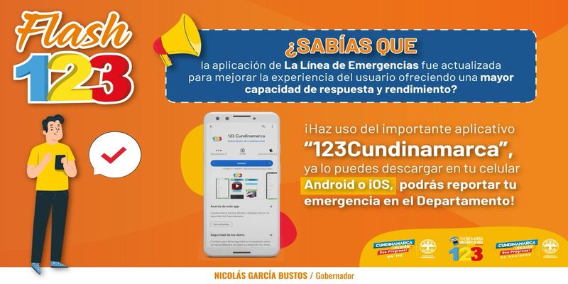 Reporte situaciones de emergencia desde su celular, a través de la App 123 Cundinamarca