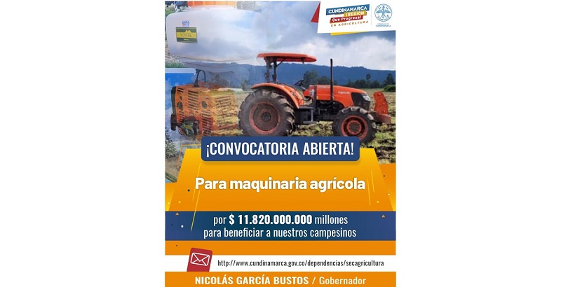 Imagen: Secretaría de Agricultura abre convocatoria para adquisición de maquinaria con recursos por cerca de  $12.000 millones