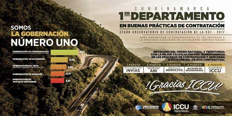 Cundinamarca, primero en implementar buenas prácticas en contratación de infraestructura de transporte, según la CCI












