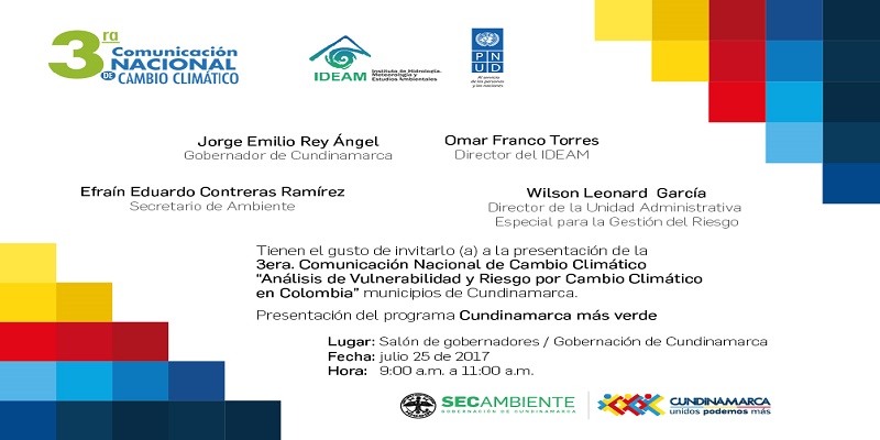 III Comunicación Nacional de Cambio Climático “Análisis de Vulnerabilidad y Riesgo por Cambio Climático  en Colombia”



