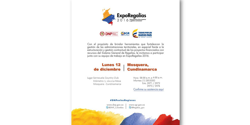 ExpoRegalías 2016 se realizará en Mosquera, Cundinamarca